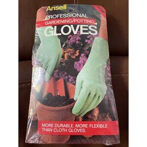 Ansell Professional Gardening & Potting Gloves Green Medium Durable Flexible Lat
